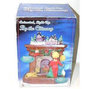 Gemmy Fireplace By The Chimney Animated Christmas Train Village Music Lighted